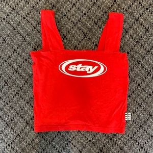 Red cropped tank top